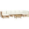 vidaXL Garden Lounge Set Cream White, Natural Bamboo Bamboo, Polyester - 3 of 4