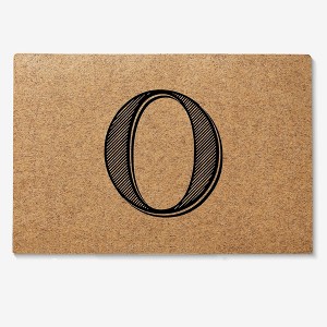 Personalization Mall Noir Initial 18x27 Synthetic Coir Doormat - 1 of 1