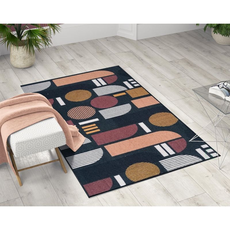 Deerlux Modern Living Room Area Rug with Nonslip Backing, Abstract Geo Pattern, 4 of 7