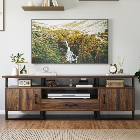 Tv Stand For 75 Inch Tv Mid Century Modern Entertainment Center With Storage Industrial Media Console Cabinet For Living Room Rustic Brown Target