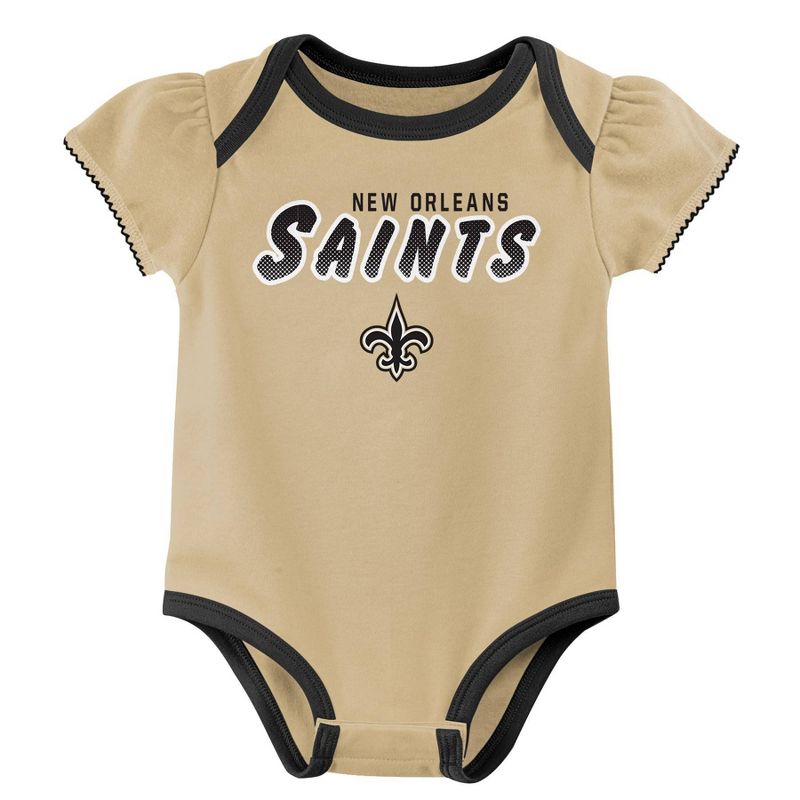 NFL New Orleans Saints Baby Girls&#39; Onesies 3pk Set, 3 of 5