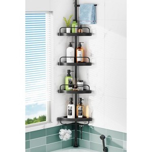 Aoibox Corner Shower Caddy with 4 Tier Shelves, Tension Pole Organizer for Bathroom, Shampoo Storage Rack, Adjustable Height,Rustproof Stainless Steel - 1 of 4