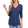 Tops for Women Summer Fall Shirts Basic 3/4 Sleeve Tees V Neck Tunics Casual Dressy Blouses - 2 of 3