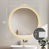 32" LED Round LED Bathroom Mirror with Lights-Wall Mount Vanity, Anti-Fog, 3 Color Temperature Adjustable & Dimmable Light, Makeup Mirror - 3 of 4