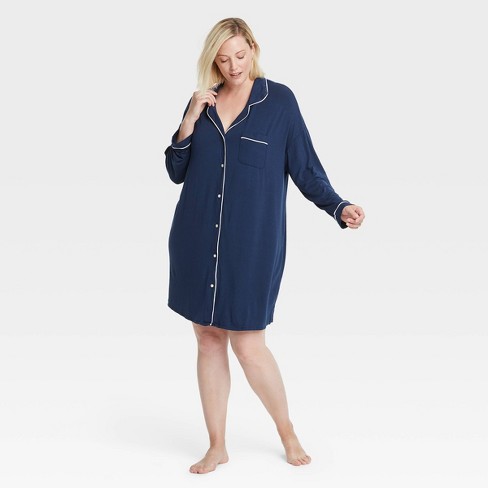 Women's Beautifully Soft Notch Collar Nightgown - Stars Above™ Navy 2x :  Target