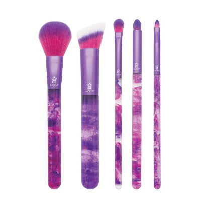MODA Brush Purple Smoke Show 5pc Full Face Makeup Brush Set, Includes - Powder, Angle Blender, Shader, and Lip Brushes
