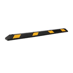 72" Rubber Parking Curb, Heavy Duty Long Garage Floor Wheel Stopper with Highly Visible Yellow Reflective Stripes, Car Parking Bumpers for Truck, RV - 1 of 4