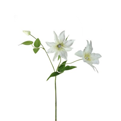 Allstate Floral 16" White Clematis with Rhinestone Center Artificial Spring Craft Spray