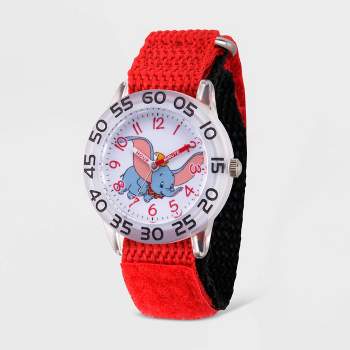Girls' Disney Dumbo Clear Plastic Time Teacher Watch - Red