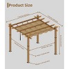 10x10 Ft Outdoor Pergola with Retractable Canopy - Upgraded Aluminum Wood Grain Metal, Modern Backyard Deck, Porch, Durable & Stylish Grape Trellis - 2 of 4
