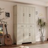 FUFU&GAGA Stylish  Multifunctional Bookcase Display Cabinet with Adjustable Shelves, Drawers & Safety Features - 2 of 4