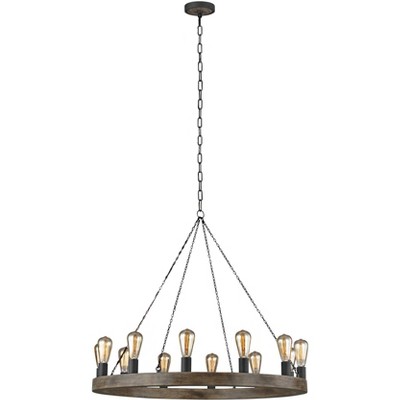 Feiss Avenir 36" Wide 12-Light Weathered Oak Wood Chandelier