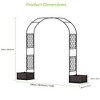 90.5" Decorative Garden Arbor, with Planter Boxes, Metal Arch Trellis for Lawn and Backyard - 3 of 4