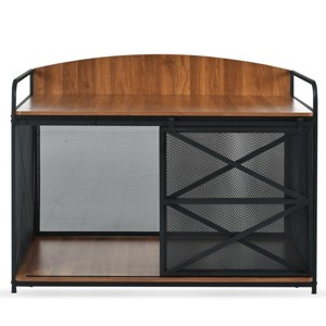 AZL1 Life Concept Pet Crates and Houses Multi-Function Pet Crate Non-Slip Curved Top Barn Sliding Door Safe Structure, Brown, 42.8"*27.3"*36.6" - 1 of 4