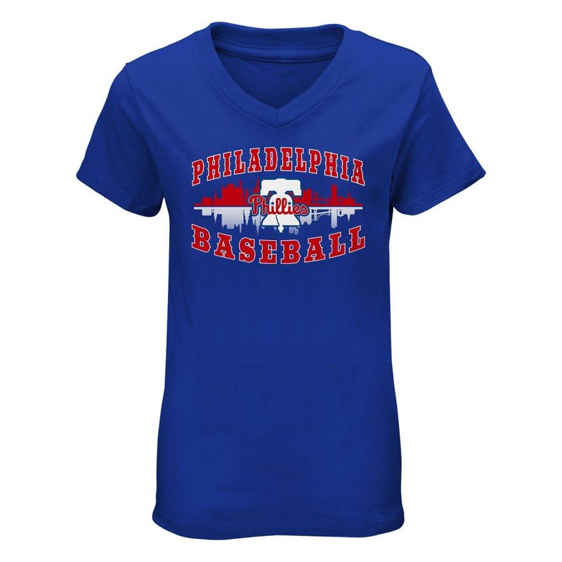 MLB Philadelphia Phillies Girls&#39; V-Neck T-Shirt, 1 of 2