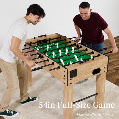 Gray Full-Size Wood Foosball Table with Chrome-Finished Steel Rods