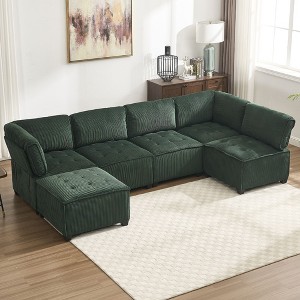 CAVINAS 6-Seater U-Shaped Modular Sectional Sofa,Cloud Couch Sectional with 1 Ottoman,Conversible Chaise Sofa for Living Room - 1 of 4