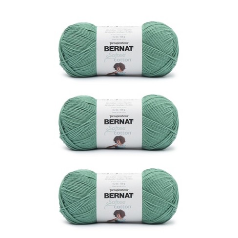 Bernat Softee Cotton Black Yarn - 3 Pack of 120g/4.25oz - Nylon - 3 DK  (Light) - 254 Yards - Knitting/Crochet