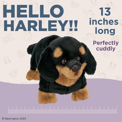 Harley Black and Tan Faux-Fur Dachshund Plush Toy, 13 Inches