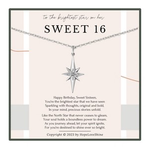 HOPE LOVE SHINE Sweet 16 Necklace – 16th Birthday Gift for Niece, Daughter or Granddaughter Gold or Silver - 1 of 1