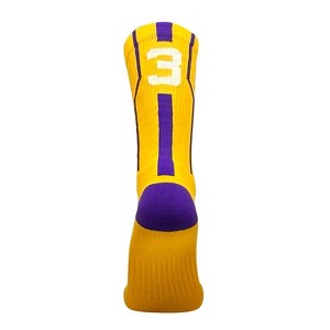 Mk Socks Player ID Jersey Number SINGLE Crew Sock - Gold, Purple, White - 1 of 1