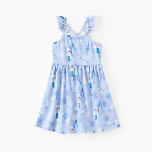 PATPAT Disney Princess Rapunzel Ariel Moana Belle Toddler Girl Dress Ruffle Sleeve Crossback Strap Birthday Summer Sundress 2-6 Y - 1 of 4