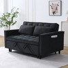 Racxily 3 in 1 Convertible Sleeper Sofa Bed, Corduroy Futon Couch, Loveseat Lounge Sofas w/ Toss Pillows&Side Pockets, Adjustable Backrest, Dark Gray - 2 of 4