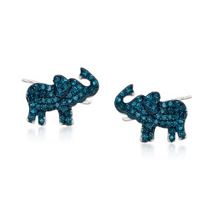 Ross-Simons 0.25 ct. t.w. Blue Diamond Elephant Earrings in Sterling Silver - 1 of 3