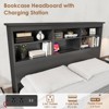 Full Size/Queen Size/King Size Bed Frame with Bookcase Headboard, Tall Wooden Bed Headboard Frame with Type-c & USB Charging Station - 4 of 4