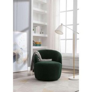 CAVINAS Teddy/Velvet Swivel Accent Chair,Barrel Chair with Wooden Frame and Swivel Base,Modern Upholstered Swivel Living Room Chairs for Living Room - 1 of 4