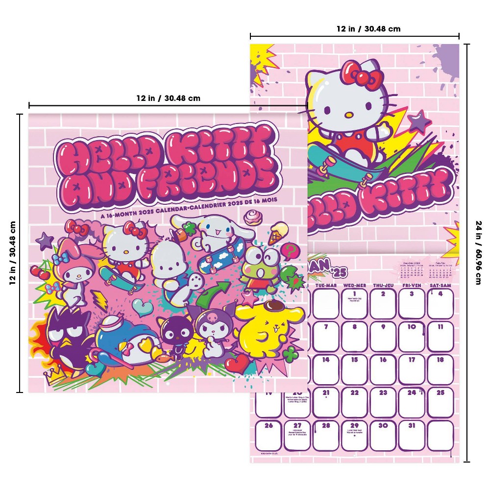 Photos - Planner Trends International  Hello Kitty And Friends Bilingual French Wall Ca 2025