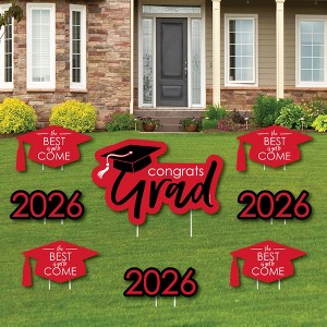 Big Dot of Happiness Red Grad Class of 2026 Outdoor Decorations - Graduation Yard Signs - Set of 8 - 1 of 4