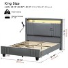 WOWLIVE Queen/King Upholstered Bed Frame with Storage Wingback Headboard, Modern Platform Bed Frame with Outlet & LED Light - 2 of 4