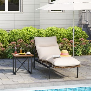 HAPPATIO Patio Chaise Lounge Set, Wicker Lounge Chairs with Aluminum Frame, Removable Cushion - 1 of 4