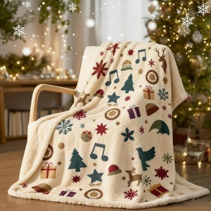 Lomsoe Christmas Green Throw Blanket, Christmas Decorations Winter Warm Flannel Throw Blanket Farmhouse Holiday Xmas Blankets. - 1 of 4