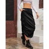 Women Cargo Skirts Casual A-Line Side Drawstring Split Back Midi Long Denim Skirt with Pockets,L,black - 2 of 4