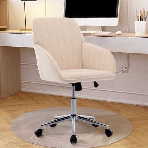 Grungis Velvet Swivel Office Chair with Wheels,Modern Gaming Chair with Adjustable Height and Silver Base,Computer Chair for Office - 1 of 4