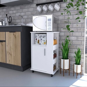 Depot E-Shop Lower Microwave Pantry 29" H, Single Door Cabinet, One Open Shelf, Three Side Shelves - 1 of 4