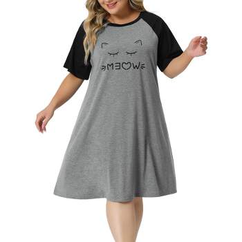 Agnes Orinda Women's Plus Size Short Sleeve Cute Graphic Nightgown