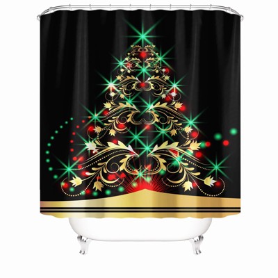 Glowing Christmas Tree Shower Curtains for Bathroom Waterproof Fabric Bath Curtain Durable Soft Stylish Bathroom Decor 72x72 Inch