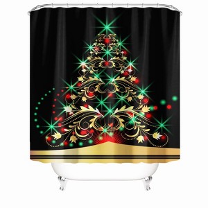Glowing Christmas Tree Shower Curtains for Bathroom Waterproof Fabric Bath Curtain Durable Soft Stylish Bathroom Decor 72x72 Inch - 1 of 1