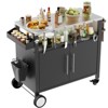 Outdoor Grill Cart with Stainless Steel Top, Rolling Kitchen Island on Wheels with Storage, Patio Bar Cart with Hooks for Backyard Garden - 4 of 4