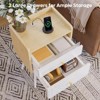 Pinmoco Set of 2 LED Nightstands, Tall Bedside Tables with 2 Drawers & Charging Station - 4 of 4