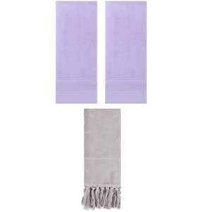REGALWOVEN 3 Packs Striped and Tassels Bathroom Hand Towel 14" x 30" - 1 of 4