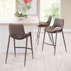 Faux‑Leather Counter Stool 35.6" H, Brown Walnut Finish with Steel Legs by Zuo Modern (Set of 2) - 2 of 4