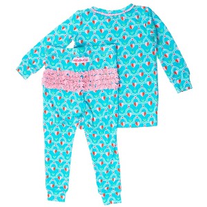 RuffleButts SoftSnooze Toddler Girls Ruffle Long Sleeve Pajama Set - 1 of 4