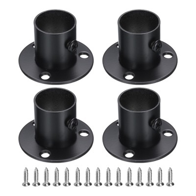 Unique Bargains Stainless Steel Wardrobe Pipe Holder Shower Closet Curtain Rod Pole Brackets 4 Pcs