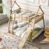 Streamdale Twin over Queen House Bunk Bed with Climbing Nets and Climbing Ramp, Natural - 3 of 4