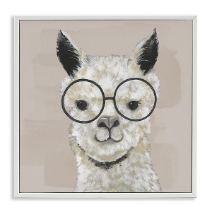 Stupell Industries Happy Alpaca Glasses Portrait, 12" x 12" - 1 of 4