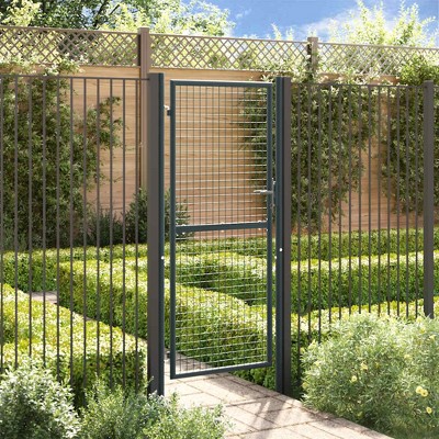 vidaXL Mesh Garden Gate Galvanized Steel 39.4"x78.7" Gray